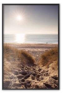 Poster: Ricordo di miele - paesaggio marino di spiaggia al bagliore del sole