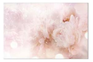 Quadro su tela Hazy flowers largo - vegetazione con motivo rosa