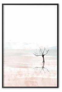 Poster: Paesaggio ad acquerello - composizione di albero nero senza foglie