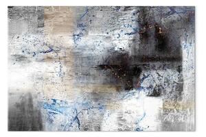 Quadro su tela Gelo sulle finestre panoramico - texture astratta grigia