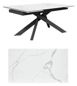 Tavolo moderno allungabile bianco effetto marmo gambe antracite 160x90x76
