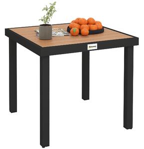 Outsunny Tavolo da Giardino per 4 Persone in Alluminio, Tavolo da Esterno per Terrazzo e Balcone, Tavolino Quadrato Nero e Color Legno|Aosom