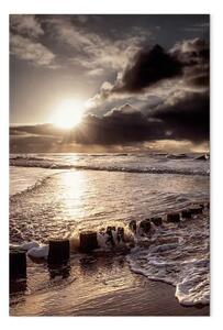 Quadro moderno Passione interrotta verticale - tramonto e mare