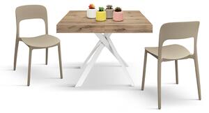 Tavolo rettangolare moderno allungabile piano rovere rustico gambe bianche 95x90x75,5