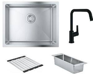 Set lavello in acciaio Grohe K700 31574SD1, rubinetto da cucina Grohe Start 304702430, 40852SD0, 40856SD0