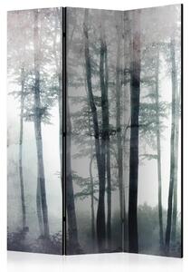 Paravento design Bosco nebbioso - delicato paesaggio delle cime degli alberi