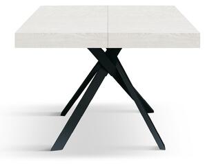 Tavolo rettangolare moderno allungabile piano bianco frassino gambe nere 95x90x75,5