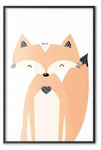 Poster: Volpe divertente - contrasto bianco