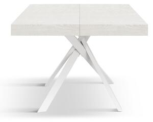 Tavolo rettangolare moderno allungabile piano bianco frassino gambe bianche 95x90x75,5