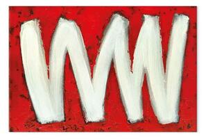 Quadro contemporaneo Due lettere W - astrazione su sfondo rosso