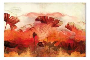 Quadro moderno Fiori infuocati - paesaggio dai colori caldi