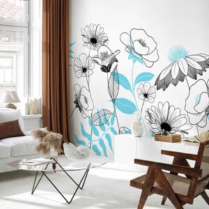 Carta da parati Fiori disegnati - seconda variante