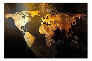 Quadro Pianeta scintillante - mappa del mondo su sfondo terrestre