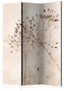 Paravento design Pace e riflessione - piante delicate su sfondo beige