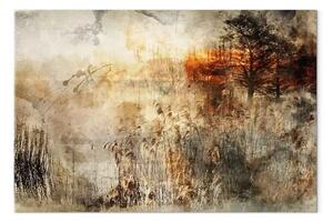 Quadro moderno Campi selvaggi - paesaggio tra erba e alberi