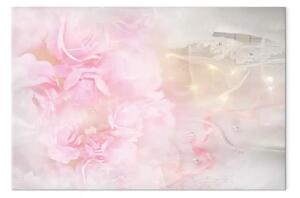 Quadro su tela In tonalità rosa - fiori rosa tra pizzi