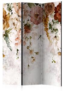 Paravento separè Sipario celeste - composizione calda in fiori colorati