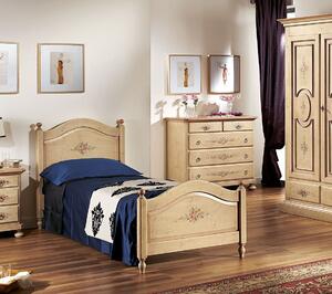 Letto sagomato singolo avorio antico/rosa in legno 99x212x112 (1437)