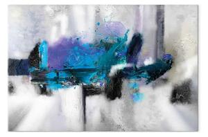 Quadro su tela Penetrazione blu largo - astrazione con accenti viola