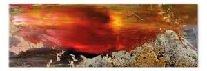 Quadro su tela Vista stretto - paesaggio moderno con sole e oro