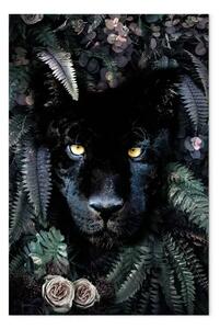 Quadro Pantera nera foglie - gatto fitta giungla