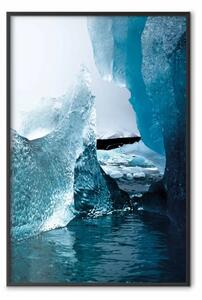 Poster: Abstrazione ghiacciata - acqua tra ghiacciai su paesaggio invernale
