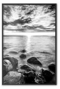 Poster: Mattina scandinava - composizione marina in bianco e nero su cielo