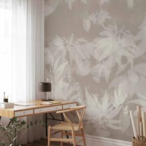 Carta da parati Fiori delicati - una composizione in tonalità di bianco e grigio