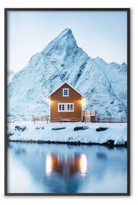 Poster: Casa in Norvegia - paesaggio invernale montano di casetta
