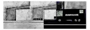 Quadro Città argentata stretto - astratto in bianco e nero