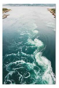 Quadro Onde turchesi - acqua e montagne sullo sfondo