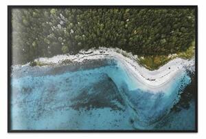 Poster: Norvegia - mare blu e spiaggia boschiva