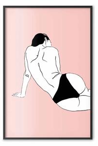 Poster: Corpo femminile - silhouette di donna su pastello rosa