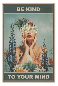 Quadro moderno Gentile tua mente - donna fiori colorati
