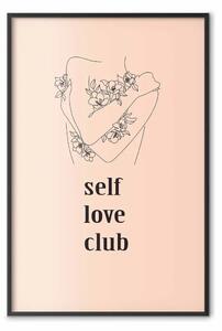 Poster: Club dell'amor proprio - lineart di donna e testi su pastello