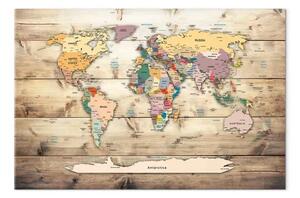 Quadro su tela Mappa del mondo: continenti colorati