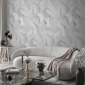 Carta da parati Sollievo bianco, elegante - Astrazione con motivo geometrico