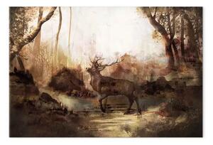 Quadro contemporaneo Re della foresta - cervo su sfondo boschivo