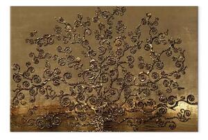 Quadro moderno Rami d'oro largo - astratto a forma di albero