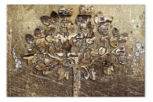 Quadro su tela Albero dell'abbondanza largo - astratto nei toni dell'oro