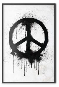 Poster: Simbolo di pace - pacifista nero su sfondo grigio