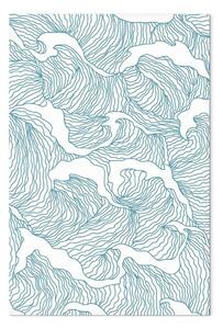 Quadro contemporaneo Mare giapponese - astratto con onde blu