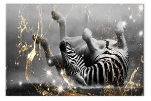 Quadro contemporaneo Sabbia dorata - zebra piena di gioia
