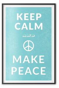 Poster: Keep Calm Make Peace - scritta bianca con simbolo di pace su sfondo azzurro