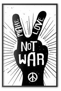 Poster: No alla guerra - scritta bianca con simbolo di pace su sfondo chiaro