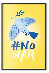 Poster: No War - colomba blu con ramo su sfondo giallo