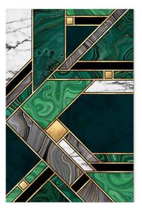 Quadro contemporaneo Geometria verde-oro - astratto con mosaico