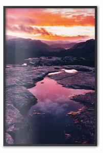 Poster: Alba lenta - paesaggio montano con lago su sfondo cielo