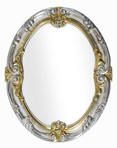 Specchiera in foglia argento ovale con particolari mecca- misure: 84 x 104 x 5