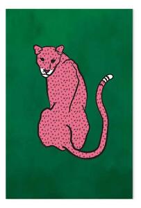 Quadro su tela Ghepardo rosa - felino selvatico su sfondo smeraldo